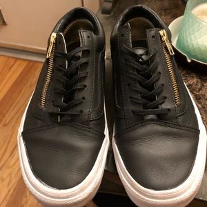 Black Leather Van’s with Gold Zipper